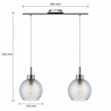 BRILAGI - LED-rippvalgusti riputuskaabliga RETRO GLASS 2xE27/60W/230V mattkroom/suitsuhall