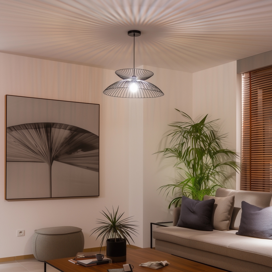 Brilagi - LED-rippvalgusti traadil CERIA WIRE 1xE27/40W/230V, läbimõõt 60 cm, must