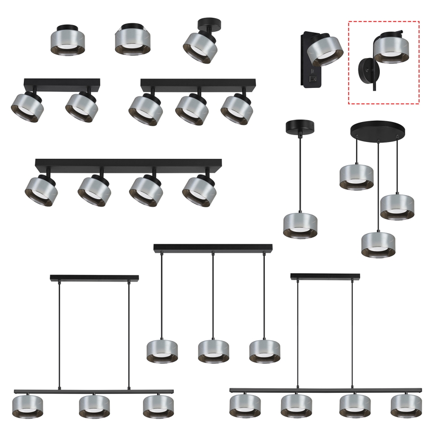 Brilagi - LED Seinalamp AURA LUX 1xGX53/30W/230V must/suitsuvärvi