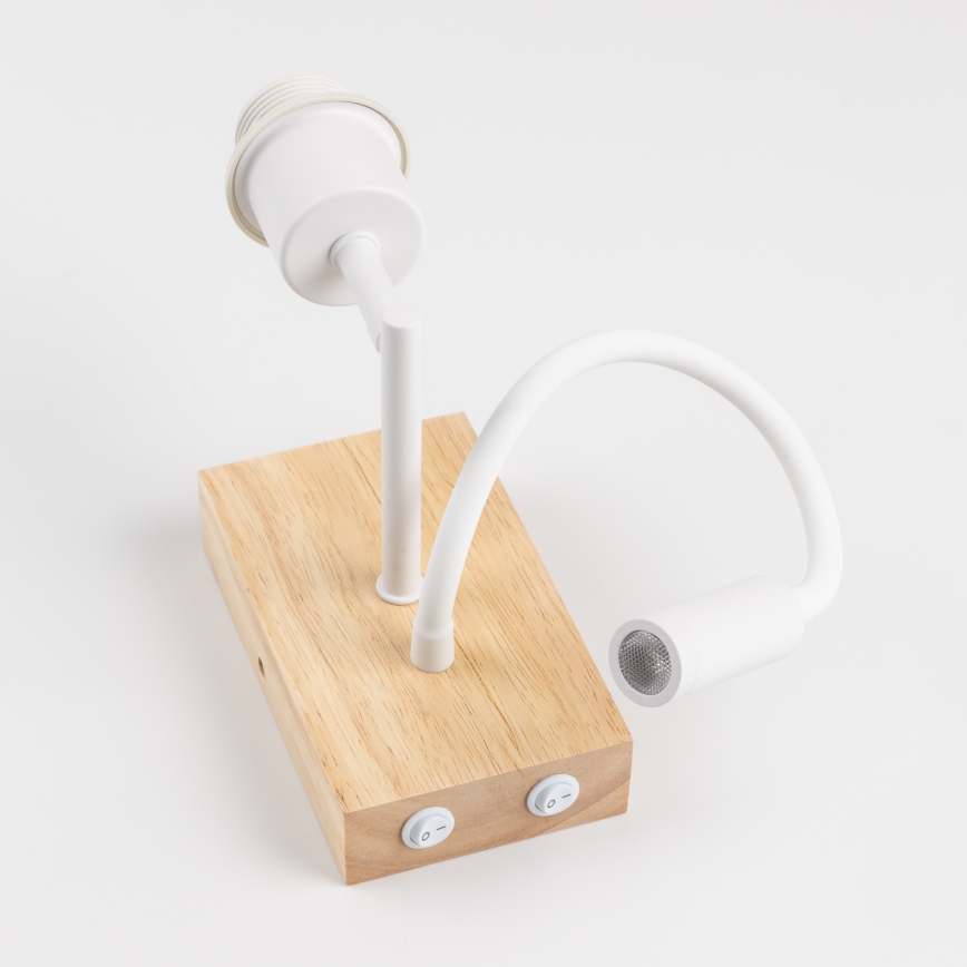 Brilagi - LED painduv seinavalgusti NUBILA WOOD 1xE27/25W/230V + LED/3W tamm/valge/helehall