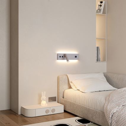 Brilagi - LED seinapunktvalgusti USB-pordiga NOCTIS LED/3W/230V + LED/9W beež