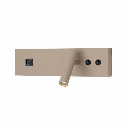 Brilagi - LED seinapunktvalgusti USB-pordiga NOCTIS LED/3W/230V + LED/9W beež