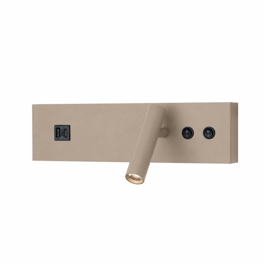 Brilagi - LED seinapunktvalgusti USB-pordiga NOCTIS LED/3W/230V + LED/9W beež