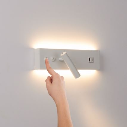 Brilagi - LED seinale kinnitatav punktvalgusti USB-pordiga NOCTIS LED/3W/230V + LED/9W valge