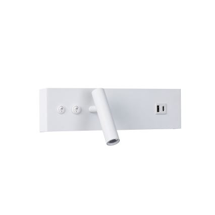 Brilagi - LED seinale kinnitatav punktvalgusti USB-pordiga NOCTIS LED/3W/230V + LED/9W valge