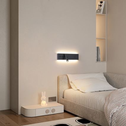 Brilagi - LED-seinapunktvalgusti USB-pordiga NOCTIS LED/3W/230V + LED/9W must