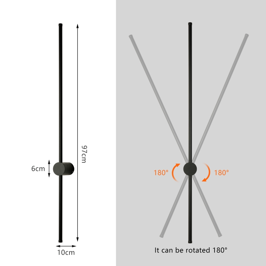 Brilagi - LED välisseinale paigaldatav seinavalgusti AURA LED/20W/230V 3000K IP54 97 cm must CRI 90