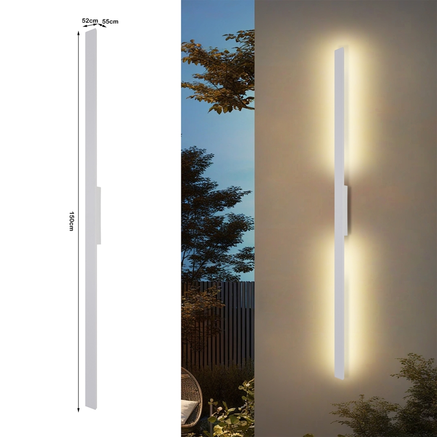 Brilagi - LUNA LED välisseinavalgusti 30W/230V, 3000K, IP65, 150 cm, valge, CRI 90