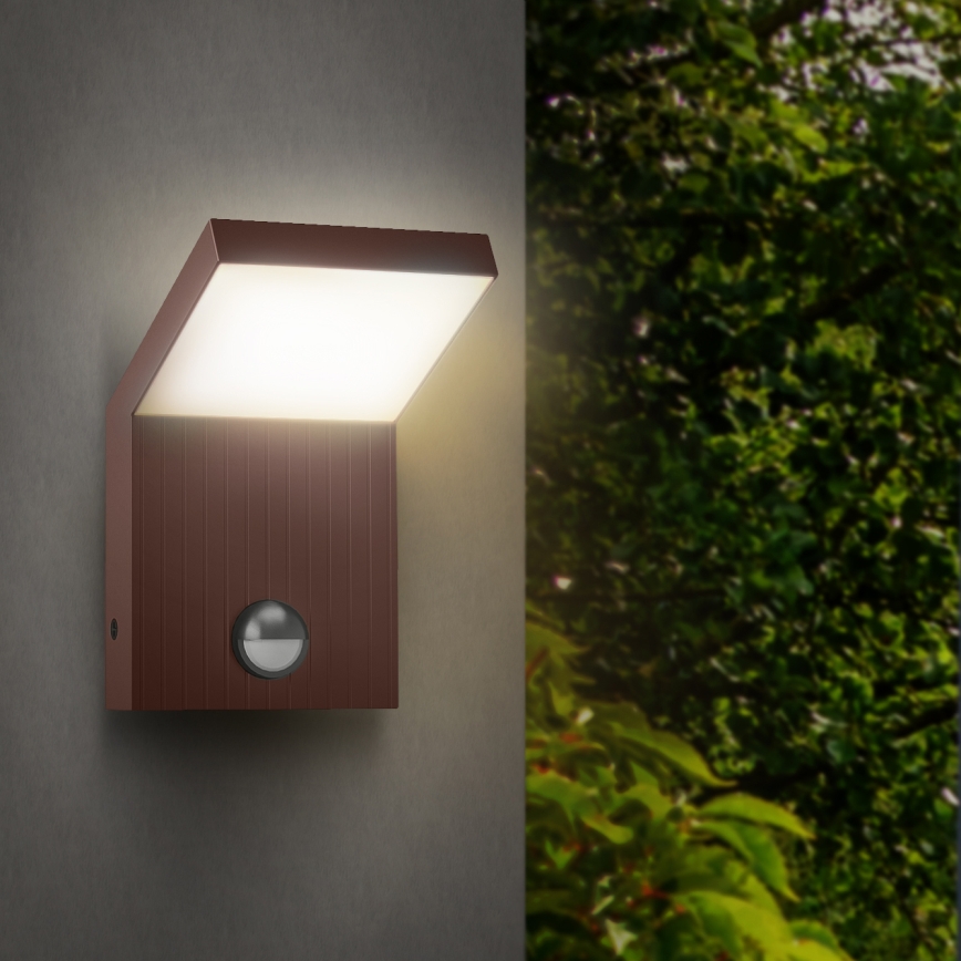 BRILAGI - LED välisseinavalgusti anduriga RIANO LED/8W/230V pruun IP65