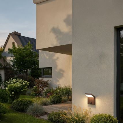 BRILAGI - LED välisseinavalgusti anduriga RIANO LED/8W/230V pruun IP65