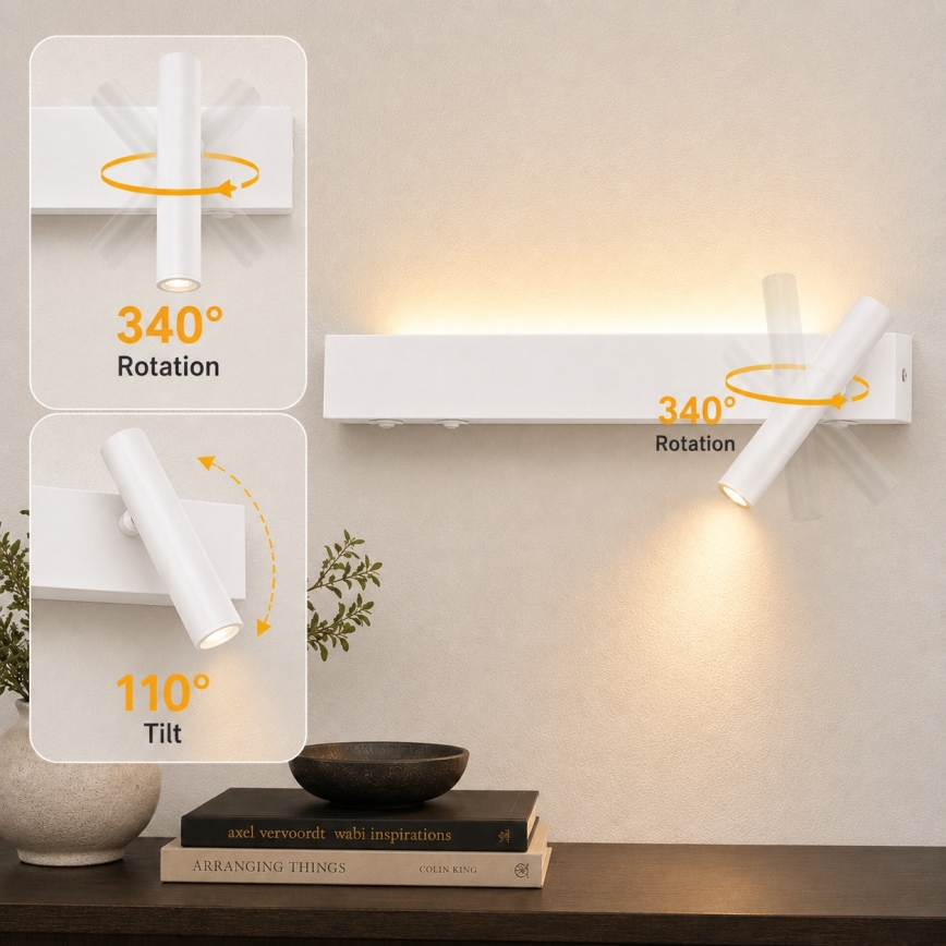 BRILAGI - LED seinapunktvalgusti ARLIX LED/3W/230V + LED/7W valge CRI 90