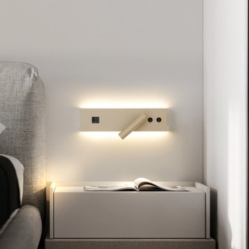 Brilagi - LED seinapunktvalgusti USB-pordiga NOCTIS LED/3W/230V + LED/9W beež