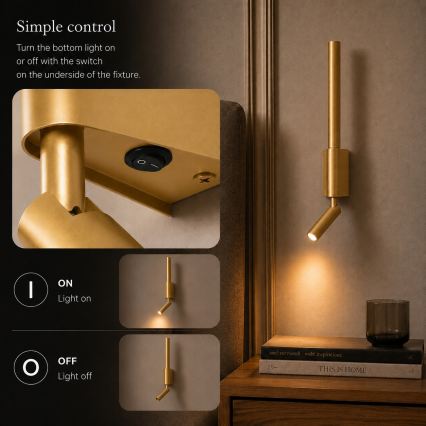BRILAGI - LED seinapunktvalgusti VIXON LED/3W/230V + LED/5W kuldne CRI 90