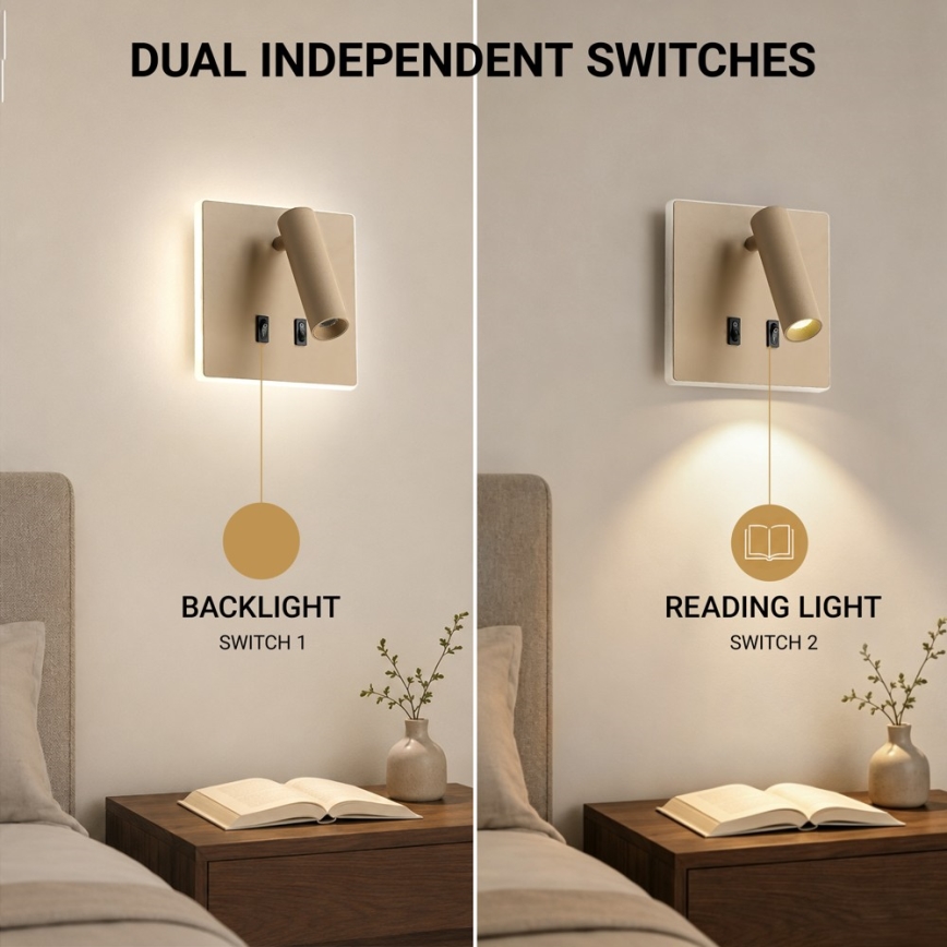 BRILAGI - LED seinaspott ZAYA DOUBLE LED/8W/230V + LED/3W beež