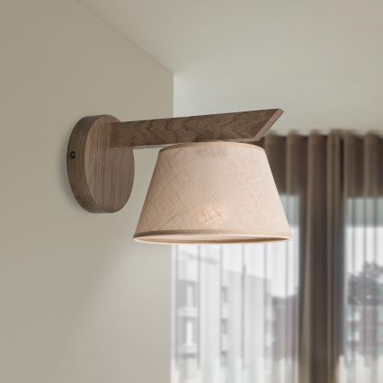 Brilagi - LED  Seinavalgusti ANTHONY 1xE14/40W/230V tamm pähklipuu/beež
