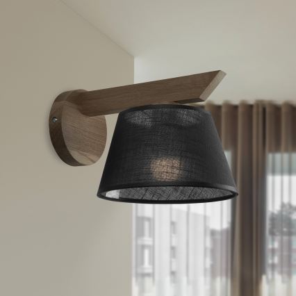 Brilagi - LED  Seinavalgusti ANTHONY 1xE14/40W/230V tamm pähklipuu/must