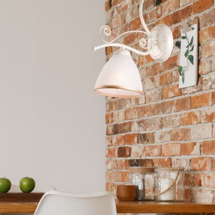 Brilagi - LED-seinavalgusti ANTICO 1xE27/60W/230V valge patina