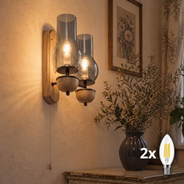 BRILAGI - LED seinavalgusti COTTAGE 2xE14/40W/230V tamm/suitsuhall