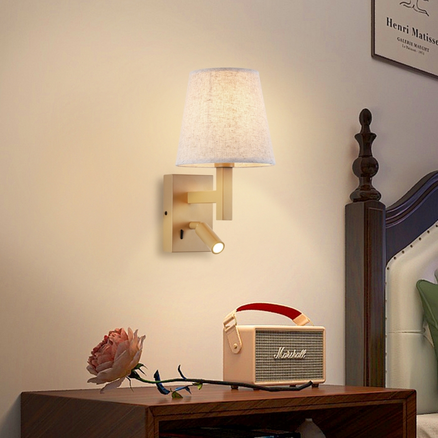 Brilagi - LED Seinavalgusti DEYA 1xE14/40W/230V + LED/3W lina/kuldne