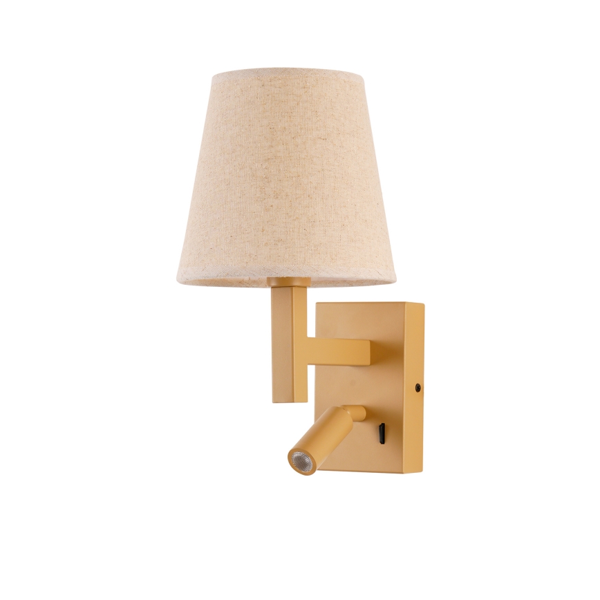 Brilagi - LED Seinavalgusti DEYA 1xE14/40W/230V + LED/3W lina/kuldne