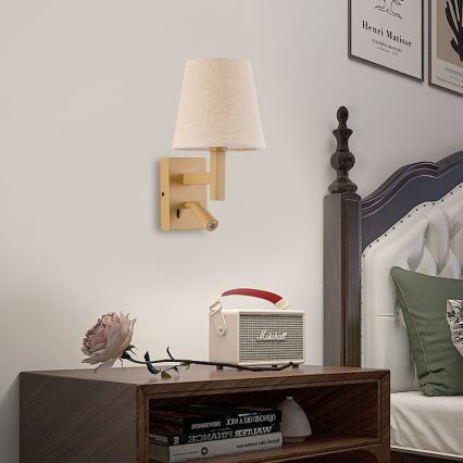 Brilagi - LED Seinavalgusti DEYA 1xE14/40W/230V + LED/3W lina/kuldne