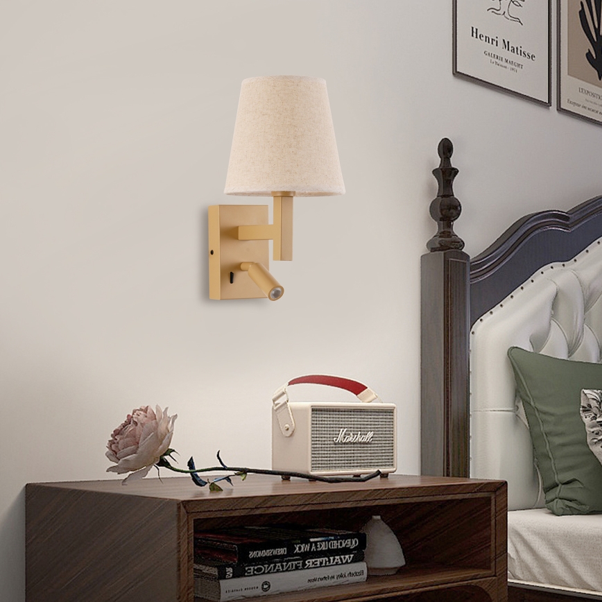 Brilagi - LED Seinavalgusti DEYA 1xE14/40W/230V + LED/3W lina/kuldne