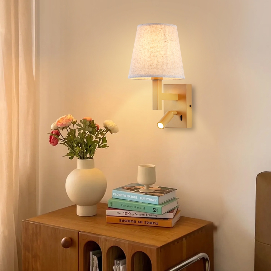 Brilagi - LED Seinavalgusti DEYA 1xE14/40W/230V + LED/3W lina/kuldne
