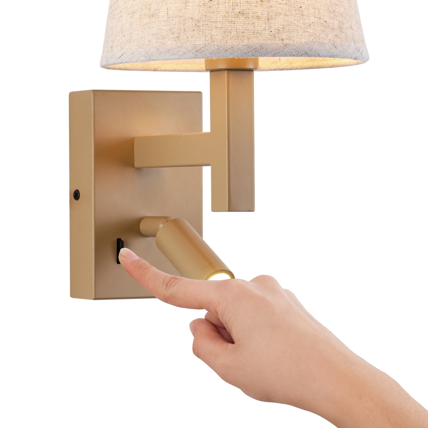 Brilagi - LED Seinavalgusti DEYA 1xE14/40W/230V + LED/3W lina/kuldne