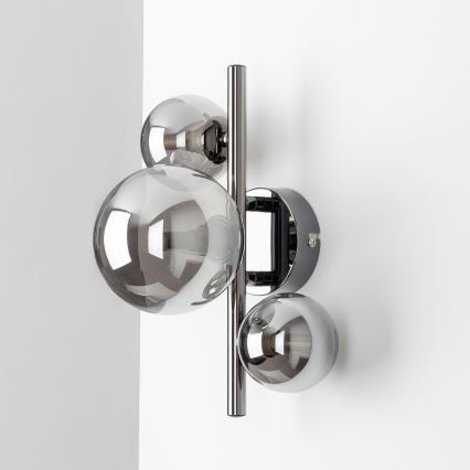 Brilagi - LED seinavalgusti MILLA 3xG9/3W/230V must kroom/suitsune