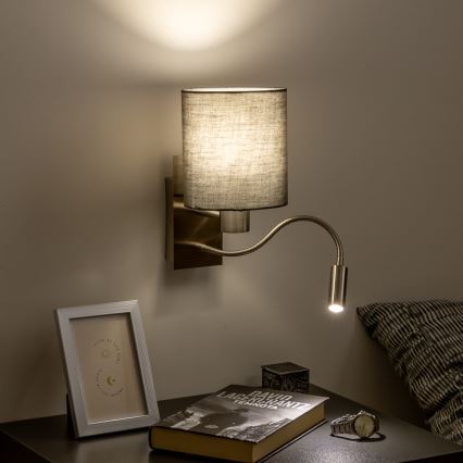 Brilagi - LED Paindlik seinalamp NUBILA 1xE27/25W/230V + LED/3W matt kroom/antratsiit