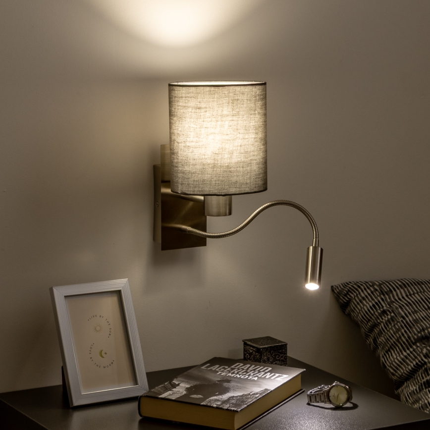 Brilagi - LED Paindlik seinalamp NUBILA 1xE27/25W/230V + LED/3W matt kroom/antratsiit