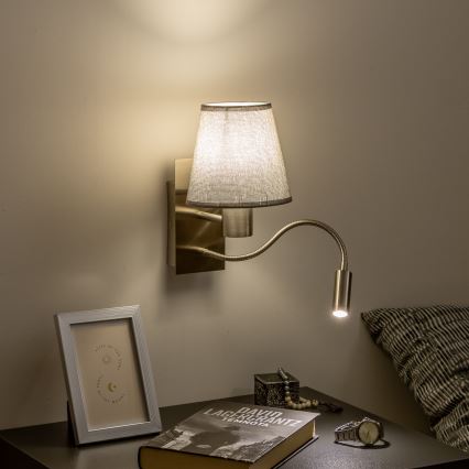 Brilagi - LED Paindlik seinalamp NUBILA 1xE27/25W/230V + LED/3W matt kroom/hall