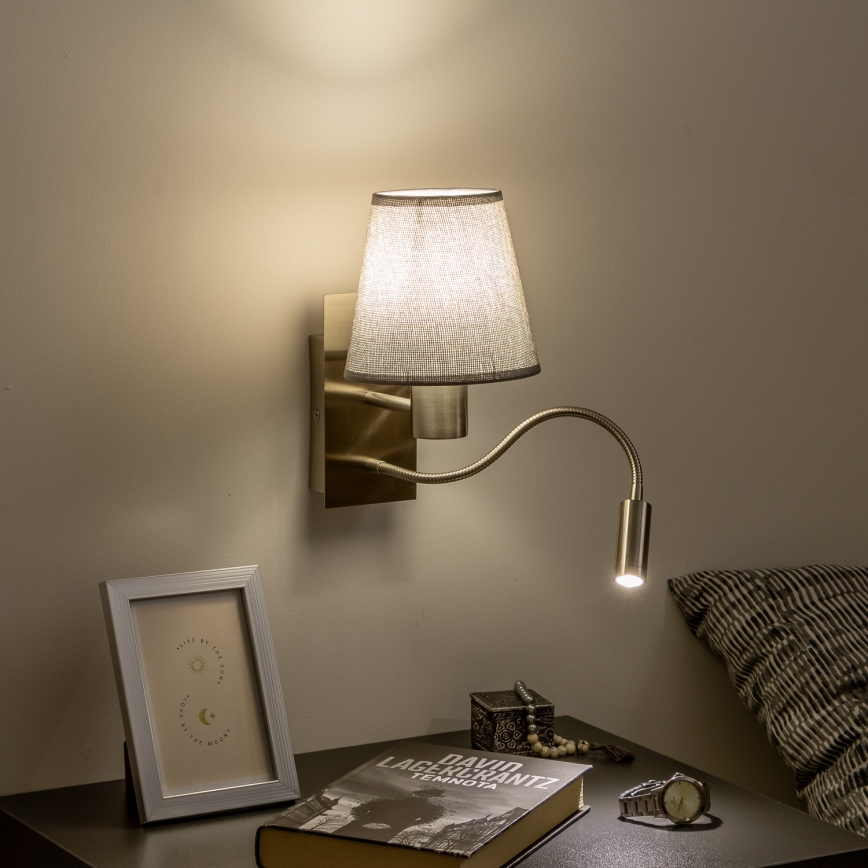 Brilagi - LED Paindlik seinalamp NUBILA 1xE27/25W/230V + LED/3W matt kroom/hall