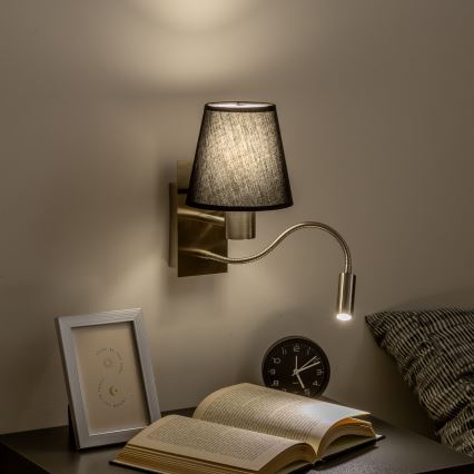 Brilagi - LED Paindlik seinalamp NUBILA 1xE27/25W/230V + LED/3W matt kroom/must