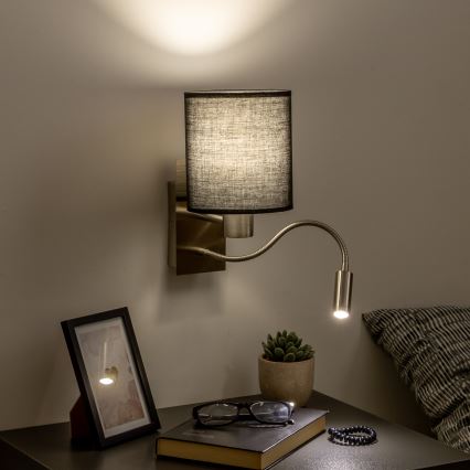 Brilagi - LED Paindlik seinalamp NUBILA 1xE27/25W/230V + LED/3W matt kroom/must