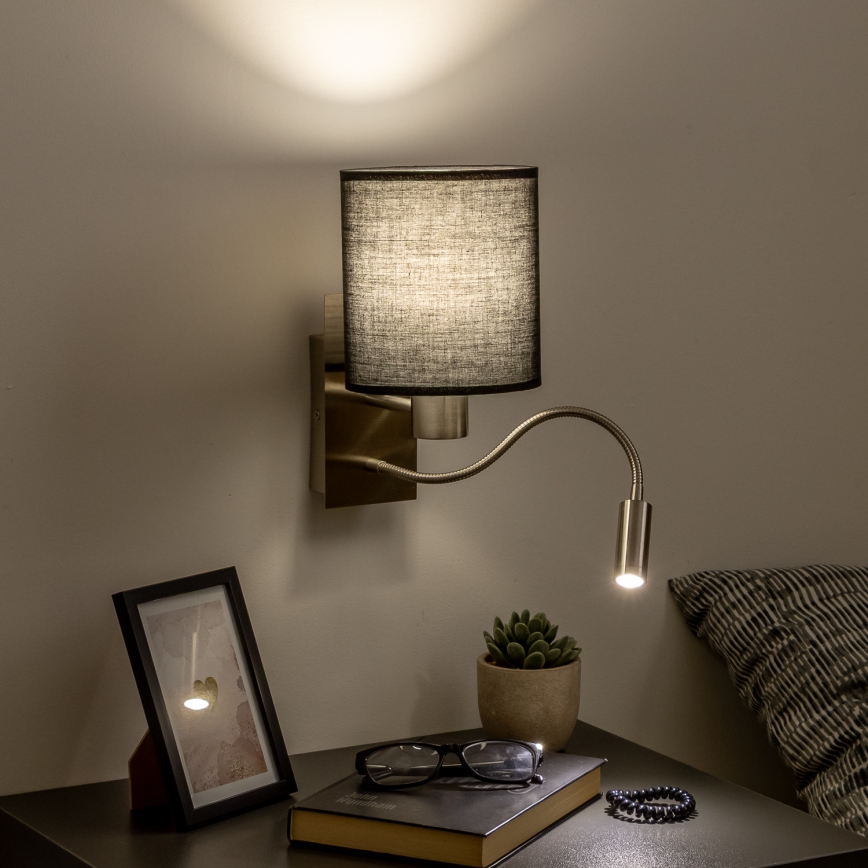 Brilagi - LED Paindlik seinalamp NUBILA 1xE27/25W/230V + LED/3W matt kroom/must