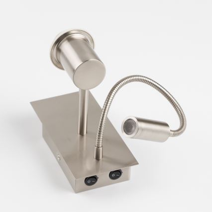 Brilagi - LED Paindlik seinalamp NUBILA 1xE27/25W/230V + LED/3W matt kroom/pruun