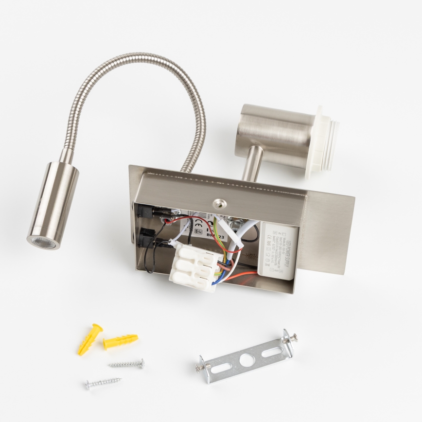 Brilagi - LED Paindlik seinalamp NUBILA 1xE27/25W/230V + LED/3W matt kroom/pruun