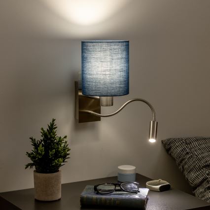 Brilagi - LED Paindlik seinalamp NUBILA 1xE27/25W/230V + LED/3W matt kroom/tumesinine