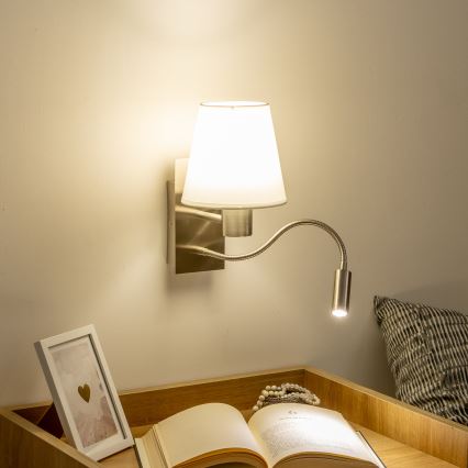 Brilagi - LED Paindlik seinalamp NUBILA 1xE27/25W/230V + LED/3W matt kroom/valge