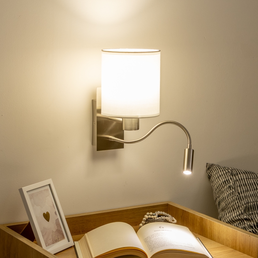 Brilagi - LED Paindlik seinalamp NUBILA 1xE27/25W/230V + LED/3W matt kroom/valge