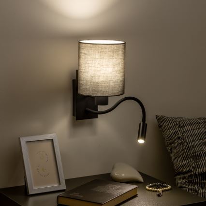 Brilagi - LED Paindlik seinalamp NUBILA 1xE27/25W/230V + LED/3W must/antratsiit
