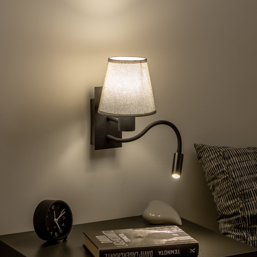 Brilagi - LED Paindlik seinalamp NUBILA 1xE27/25W/230V + LED/3W must/hall