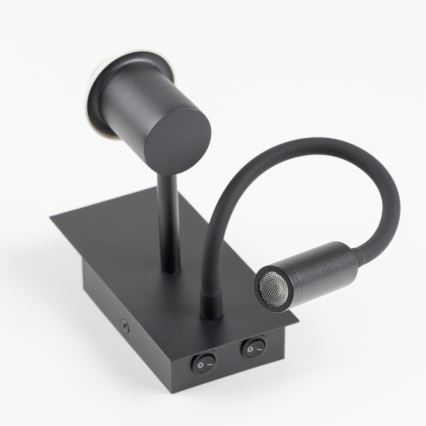 Brilagi - LED Paindlik seinalamp NUBILA 1xE27/25W/230V + LED/3W must/helepruun