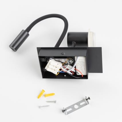 Brilagi - LED Paindlik seinalamp NUBILA 1xE27/25W/230V + LED/3W must/helepruun