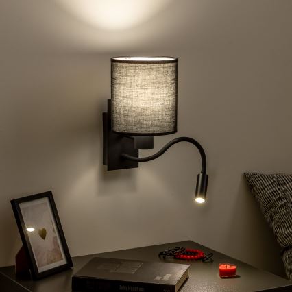 Brilagi - LED Paindlik seinalamp NUBILA 1xE27/25W/230V + LED/3W must