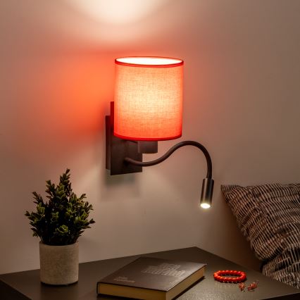 Brilagi - LED Paindlik seinalamp NUBILA 1xE27/25W/230V + LED/3W must/punane