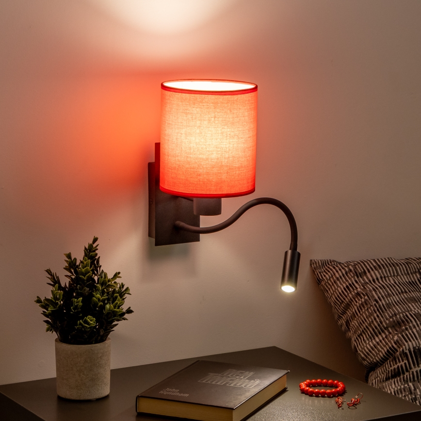 Brilagi - LED Paindlik seinalamp NUBILA 1xE27/25W/230V + LED/3W must/punane