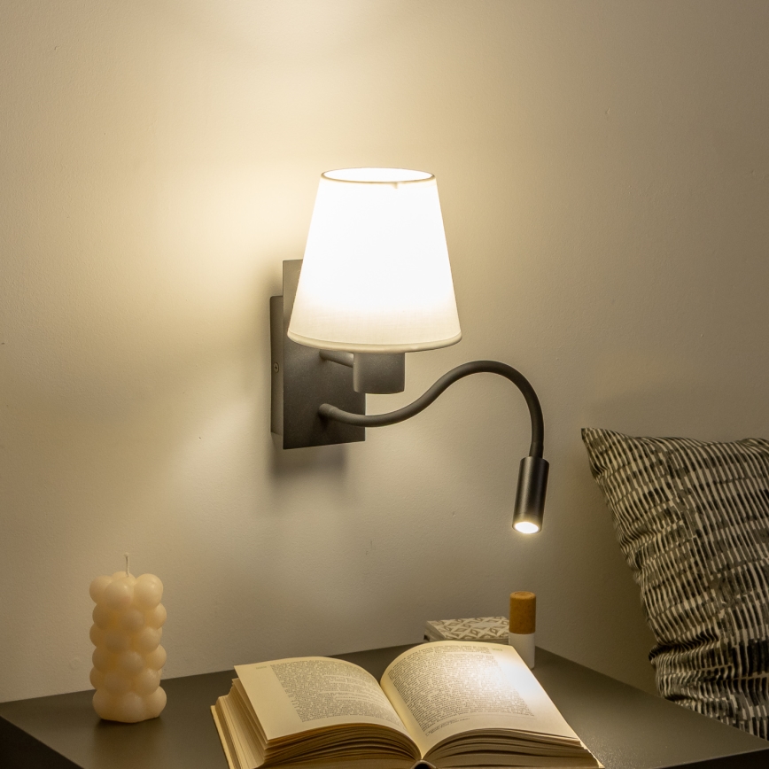 Brilagi - LED Paindlik seinalamp NUBILA 1xE27/25W/230V + LED/3W must/valge