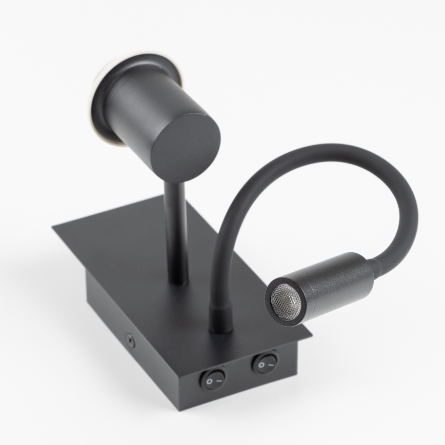 Brilagi - LED Paindlik seinalamp NUBILA 1xE27/25W/230V + LED/3W must/valge